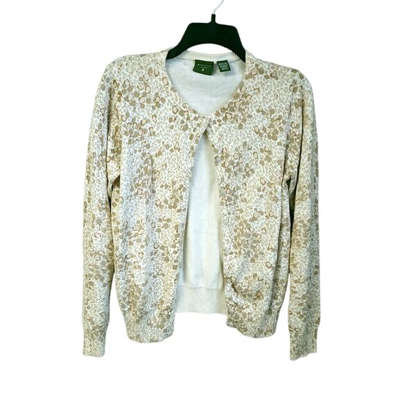 Mountain Lake Cheetah Print Cardigan Sweater Womens Size M Tan Brown Long Sleeve - Picture 2 of 6